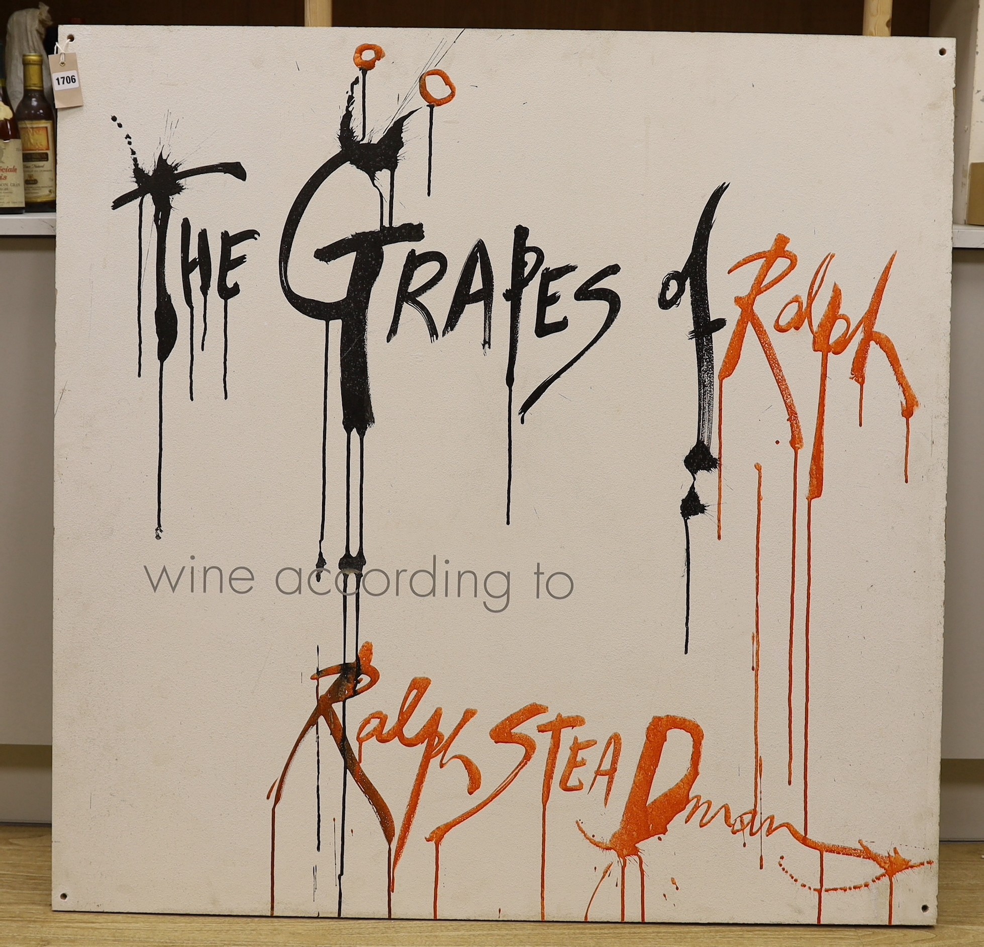 Ralph Steadman (b.1936). oil on board, 'The Grapes of Ralph: Wine According to Ralph Steadman', 115 x 116cm, unframed